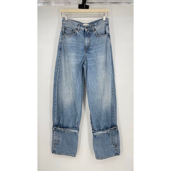 Haikure | Hurley Wide Leg Baggy Jeans in Chill Blue Waistband Detail Cuff 24 - Picture 2 of 16